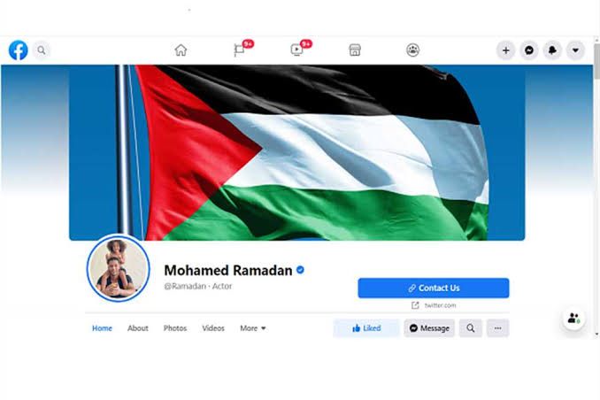 محمد رمضان يضع علم فلسطين على حسابه على الفيسبوك بعد انتقادة جماهيريا.